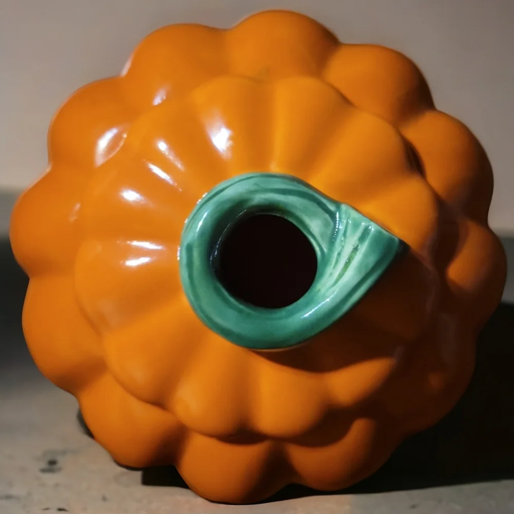 Vtg Halloween Russ Berrie Ceramic Pumpkin Jack O Lantern Candle Holder